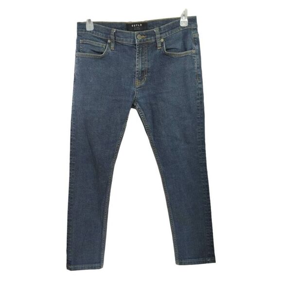 DSTLD Skinny Jeans Mens Sz 34 x27 Blue Tapered Leg Stretch Denim - Picture 1 of 5